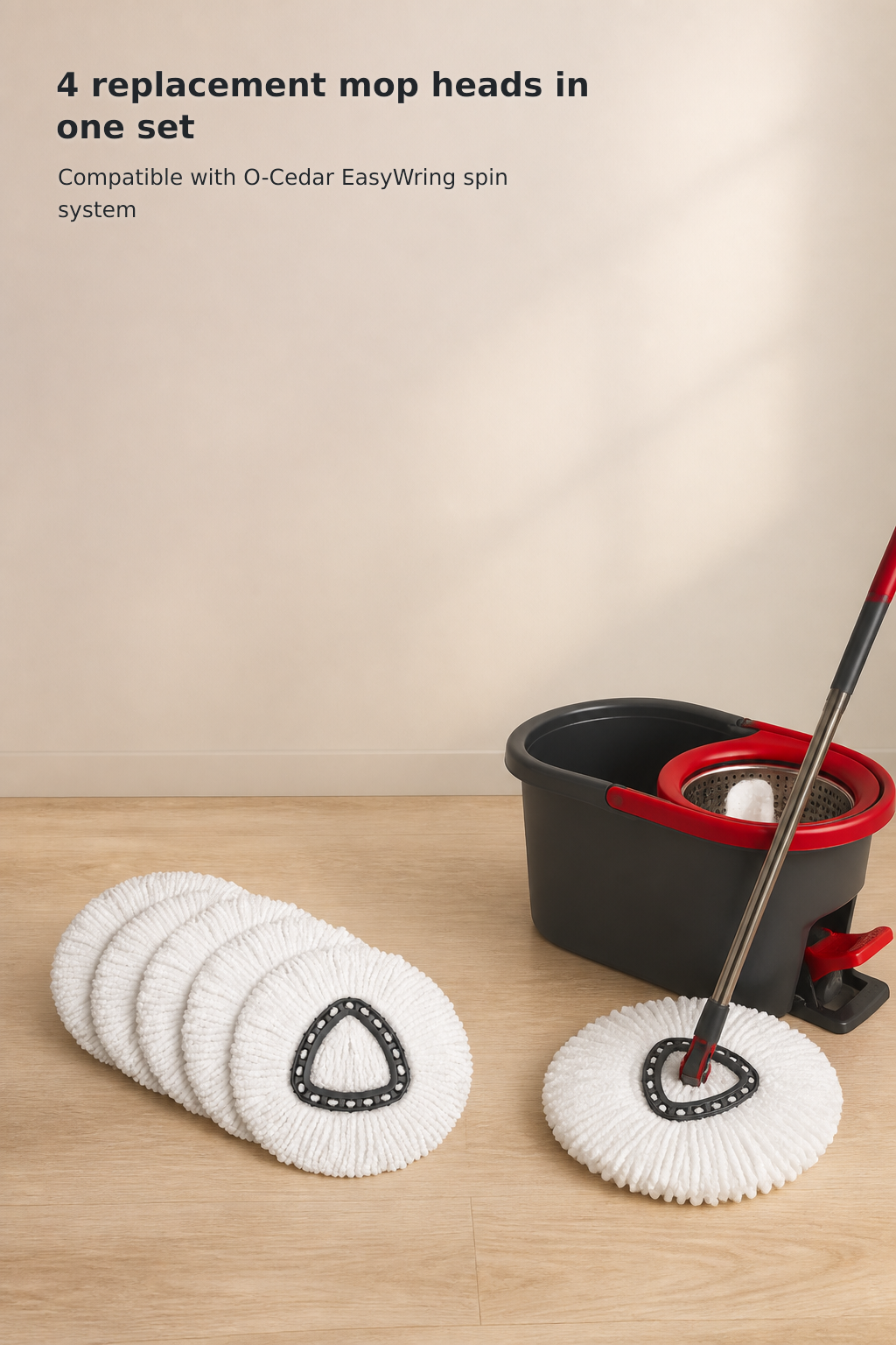 4-Pack Microfiber Spin Mop Replacement Heads