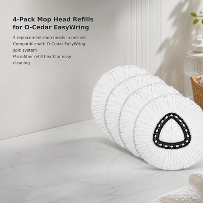4-Pack Microfiber Spin Mop Replacement Heads
