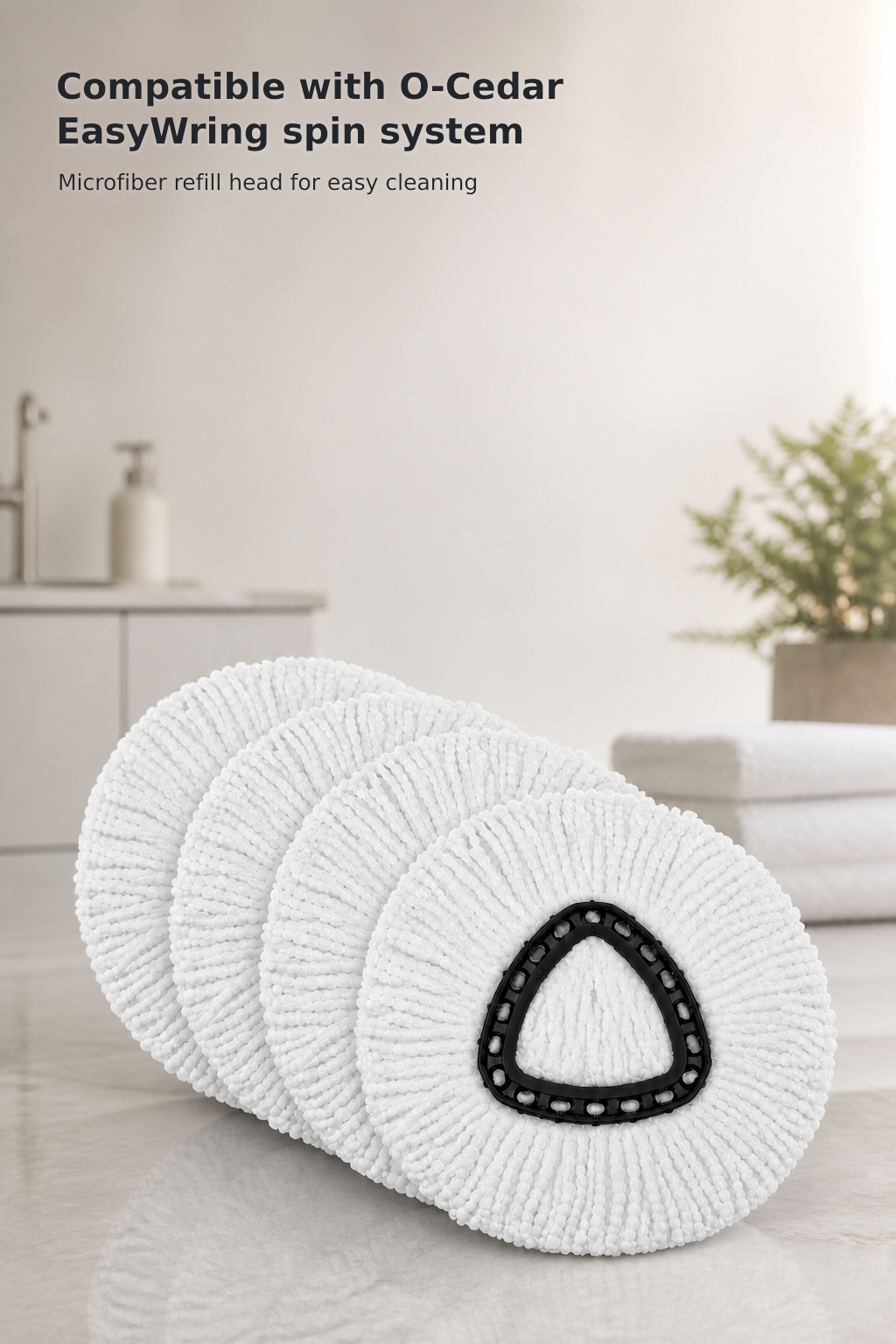 4-Pack Microfiber Spin Mop Replacement Heads